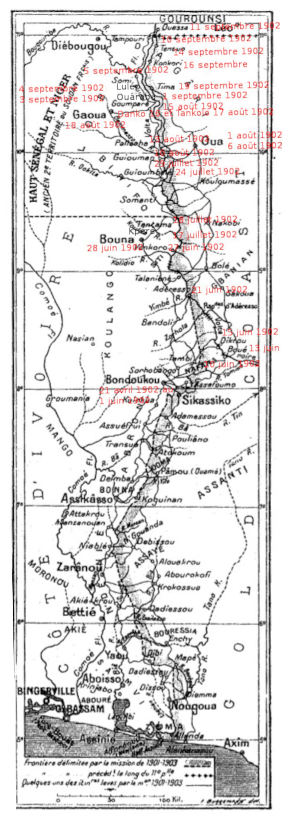 Cartes itinéraire mission Delafosse en 1902