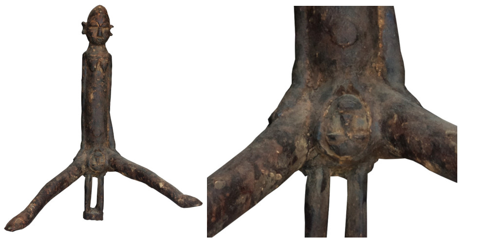 Statue de Lobi de femme accouchant assise sur un tabouret