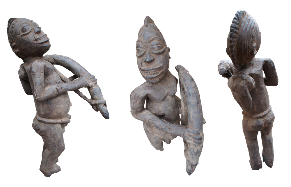 Statue de guerrier Lobi flèchage à gauche