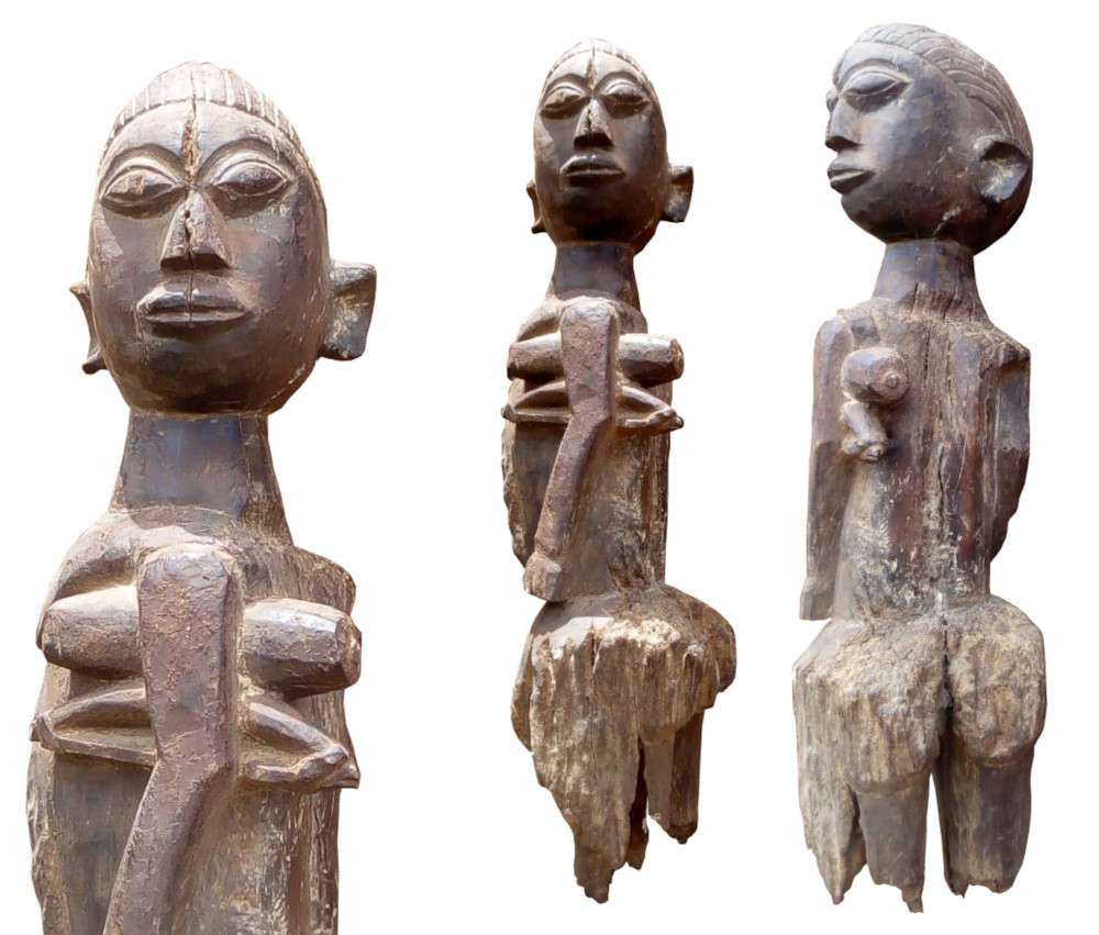 Statue de guerrier Lobi tête tournée à gauche